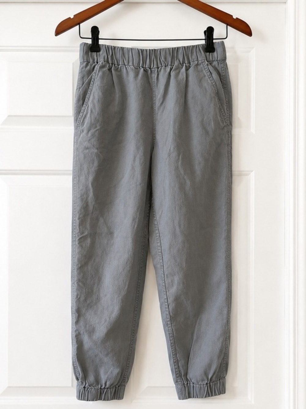 J Crew Women's Slate Elasticized Waist Linen Lyocell Blend Pants EUC M #2226